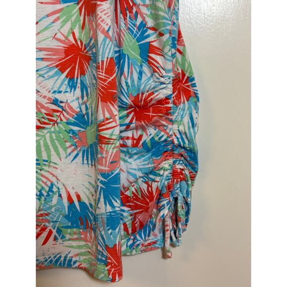 Palm Grove XL Short Sleeve Scoop Neck, Multicolored T-shirt, Ruched Left Side - Picture 4 of 6